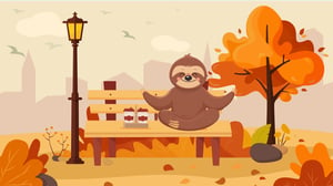 Jerry the Sloth meditates, one of his wellness tips for fall.  